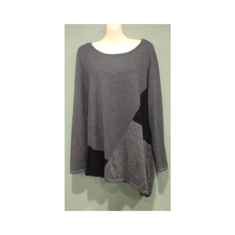 Chico's‎ Long Sleeve Lightweight Asymmetrical Sweater Tuni c, Sz 2 (12)